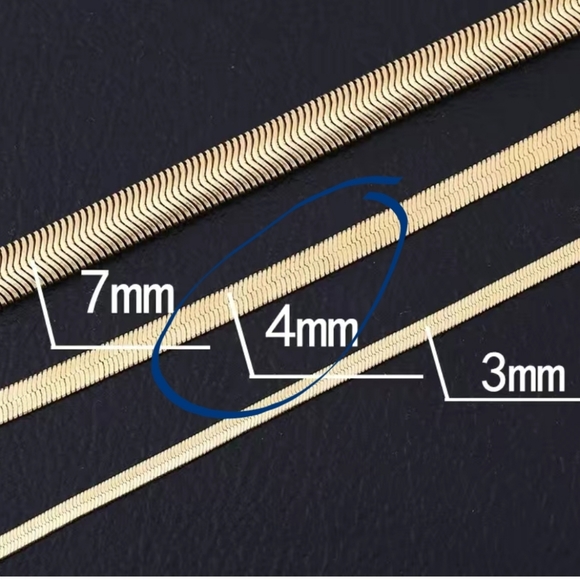 2pcs/set Snake Chain Necklace High Quality Flat Necklace & Bracelet. GP copper - Picture 4 of 4